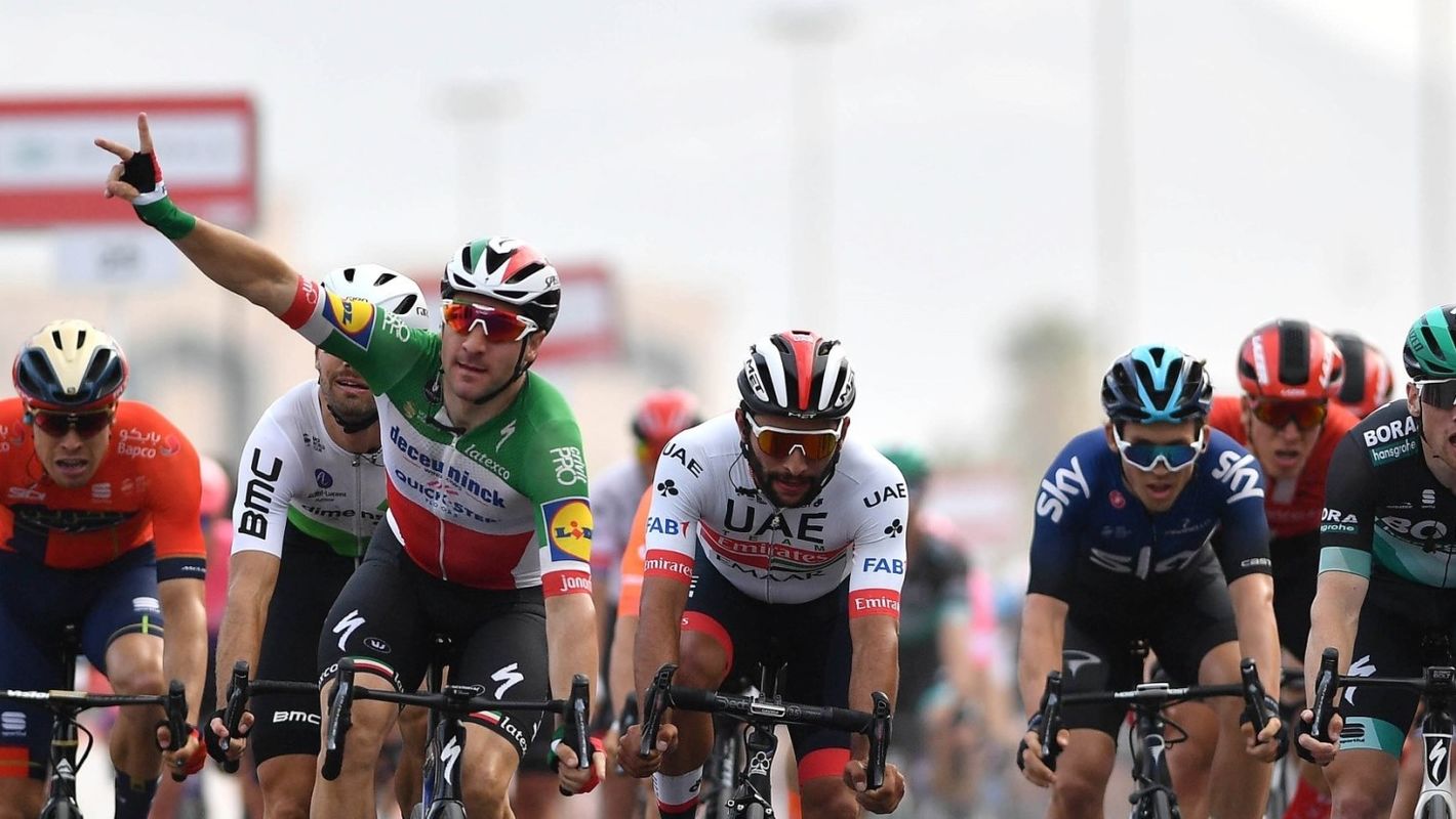 UAE Tour: Elia Viviani wins stage 5 sprint royale