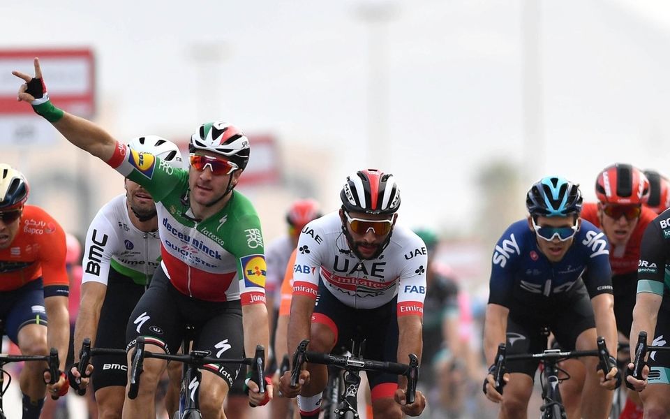 UAE Tour: Elia Viviani wins stage 5 sprint royale