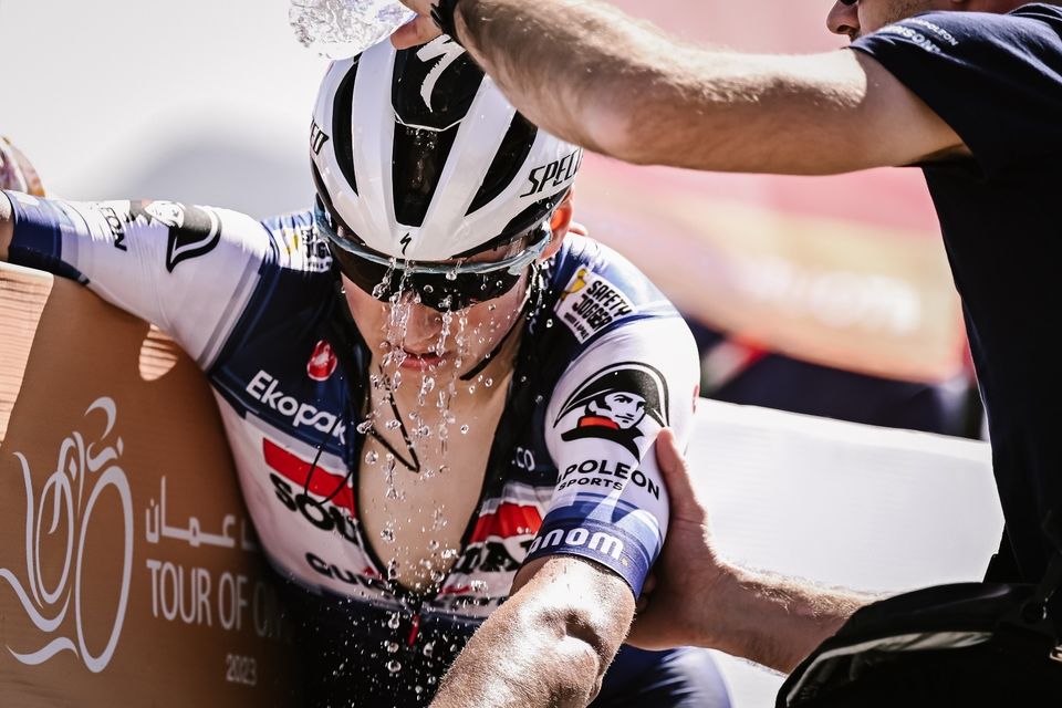 Vansevenant op het podium in Oman